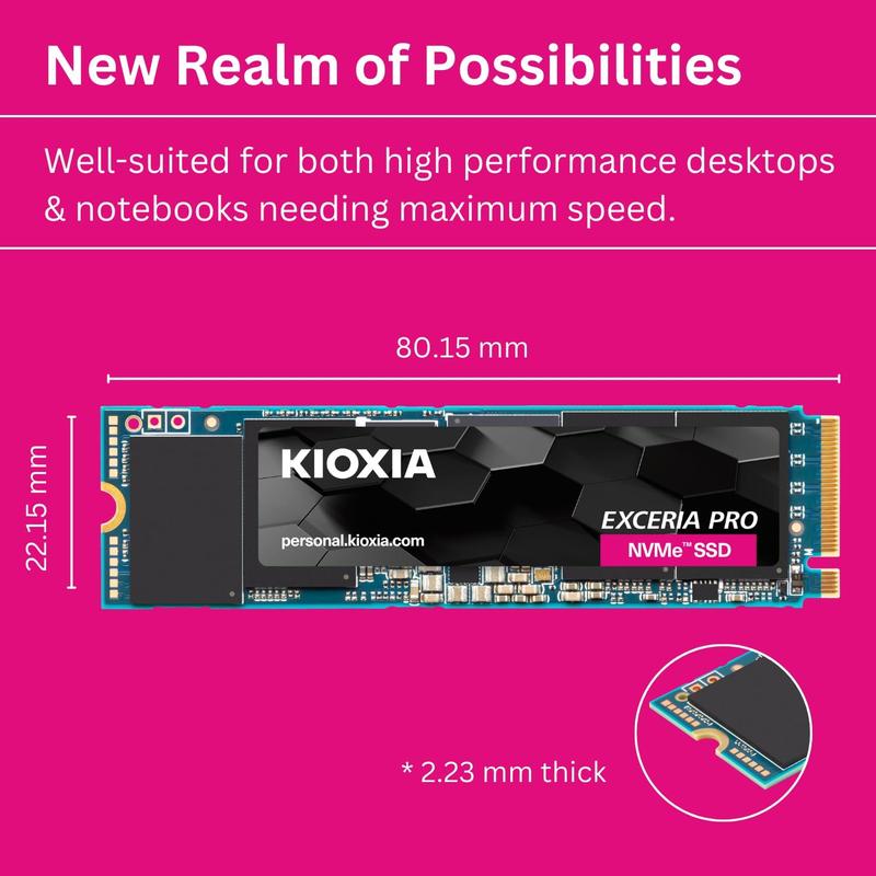 SSD KIOXIA EXCERIA PRO NVMe de 1 TB M.2 2280 PCIe 4.0 - HD SSD